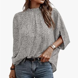 Women's Casual Tie Back Dolman Sleeve Mock Neck Blouse Top (NWOT)